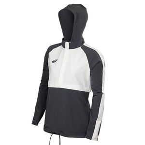 NWOT ASICS STRETCH WOVEN TRACK TOP Medium Gray White pullover with zippers